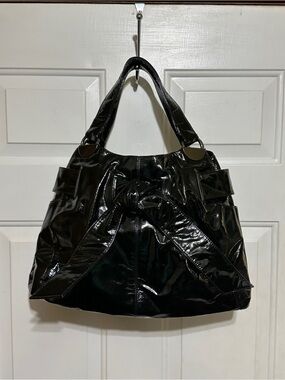 KOOBA Black Patent Leather Elisha Bow Hobo Satchel Bag EUC. DUST BAG
